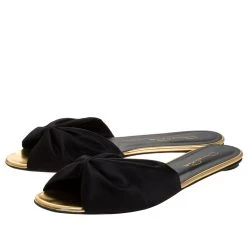 Oscar De La Renta Black Satin Mia Flat Slides Size 40 For Women -Oscar de la Renta Sales Shop luxury women oscar de la rentaslug used shoes p272919 007