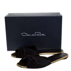 Oscar De La Renta Black Satin Mia Flat Slides Size 40 For Women -Oscar de la Renta Sales Shop luxury women oscar de la rentaslug used shoes p272919 008