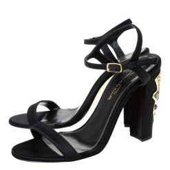 Oscar De La Renta Black Satin Lemmy Embellished Ankle Strap Sandals Size 37 For Women -Oscar de la Renta Sales Shop luxury women oscar de la rentaslug used shoes p289506 1587973078 010