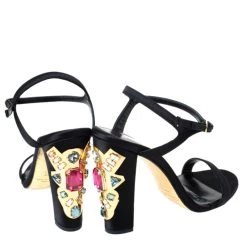 Oscar De La Renta Black Satin Lemmy Embellished Ankle Strap Sandals Size 37 For Women -Oscar de la Renta Sales Shop luxury women oscar de la rentaslug used shoes p289506 1587973092 010