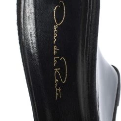Oscar De La Renta Black Satin Embellished Wedge Open Toe Platform Sandals Size 38 For Women -Oscar de la Renta Sales Shop luxury women oscar de la rentaslug used shoes p296402 005
