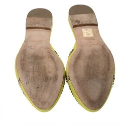 Oscar De La Renta Yellow Satin Embellished Flat Mule Sandals Size 37 For Women -Oscar de la Renta Sales Shop luxury women oscar de la rentaslug used shoes p303481 002