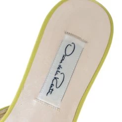 Oscar De La Renta Yellow Satin Embellished Flat Mule Sandals Size 37 For Women -Oscar de la Renta Sales Shop luxury women oscar de la rentaslug used shoes p303481 004