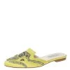 Oscar De La Renta Yellow Satin Embellished Flat Mule Sandals Size 37 For Women -Oscar de la Renta Sales Shop luxury women oscar de la rentaslug used shoes p303481 006
