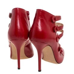 Oscar De La Renta Red Leather Strappy Ankle Booties Size 41 For Women -Oscar de la Renta Sales Shop luxury women oscar de la rentaslug used shoes p325181 003