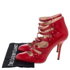 Oscar De La Renta Red Leather Strappy Ankle Booties Size 41 For Women -Oscar de la Renta Sales Shop luxury women oscar de la rentaslug used shoes p325181 007