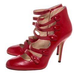 Oscar De La Renta Red Leather Strappy Ankle Booties Size 41 For Women -Oscar de la Renta Sales Shop luxury women oscar de la rentaslug used shoes p325181 008