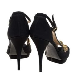 Oscar De La Renta Black Fabric Embellished Platform Ankle Strap Sandals 39.5 For Women -Oscar de la Renta Sales Shop luxury women oscar de la rentaslug used shoes p325192 1599973089 007