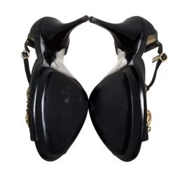 Oscar De La Renta Black Fabric Embellished Platform Ankle Strap Sandals 39.5 For Women -Oscar de la Renta Sales Shop luxury women oscar de la rentaslug used shoes p325192 1599973097 008