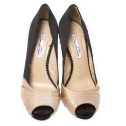 Oscar De La Renta Black/Beige Satin Ruched Detail Peep Toe Pumps Size 37 For Women 12 Oscar De La Renta Black/Beige Satin Ruched Detail Peep Toe Pumps Size 37 For Women -Oscar de la Renta Sales Shop luxury women oscar de la rentaslug used shoes p326187 005