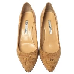 Oscar De La Renta Beige Cork Pointed Toe Pumps Size 40 For Women -Oscar de la Renta Sales Shop luxury women oscar de la rentaslug used shoes p335835 008