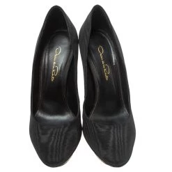 Oscar De La Renta Black Satin Colette Round Toe Pumps Size 38 For Women -Oscar de la Renta Sales Shop luxury women oscar de la rentaslug used shoes p338503 004