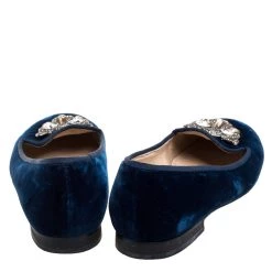 Oscar De La Renta Blue Velvet Blair Catface Smoking Ballet Flats Size 38 For Women -Oscar de la Renta Sales Shop luxury women oscar de la rentaslug used shoes p348721 001
