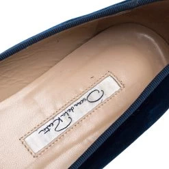 Oscar De La Renta Blue Velvet Blair Catface Smoking Ballet Flats Size 38 For Women -Oscar de la Renta Sales Shop luxury women oscar de la rentaslug used shoes p348721 004