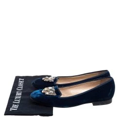 Oscar De La Renta Blue Velvet Blair Catface Smoking Ballet Flats Size 38 For Women -Oscar de la Renta Sales Shop luxury women oscar de la rentaslug used shoes p348721 007