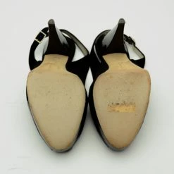 Oscar De La Renta Black Leather & Suede Peep Toe Platform Slingback Sandals Size 40 For Women -Oscar de la Renta Sales Shop luxury women oscar de la rentaslug used shoes p34876 006