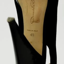Oscar De La Renta Black Leather & Suede Peep Toe Platform Slingback Sandals Size 40 For Women -Oscar de la Renta Sales Shop luxury women oscar de la rentaslug used shoes p34876 007