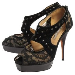 Oscar De La Renta Black Lace And Suede Platform Studded Peep Toe Zipper Sandals Size 38 For Women 14 Oscar De La Renta Black Lace And Suede Platform Studded Peep Toe Zipper Sandals Size 38 For Women -Oscar de la Renta Sales Shop luxury women oscar de la rentaslug used shoes p354085 006