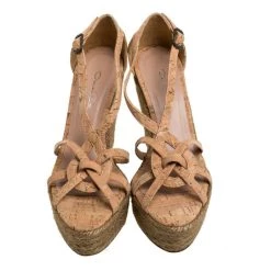 Oscar De La Renta Beige Cork Espadrille Platform Wedge Sandals Size 36 For Women -Oscar de la Renta Sales Shop luxury women oscar de la rentaslug used shoes p354354 1604376321 006