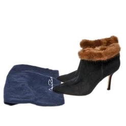 Oscar De La Renta Osca De La Renta Black Suede Leather And Mink Fur Pointed Toe Ankle Boots Size 38.5 For Women -Oscar de la Renta Sales Shop luxury women oscar de la rentaslug used shoes p359977 001