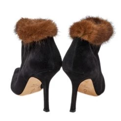 Oscar De La Renta Osca De La Renta Black Suede Leather And Mink Fur Pointed Toe Ankle Boots Size 38.5 For Women -Oscar de la Renta Sales Shop luxury women oscar de la rentaslug used shoes p359977 004