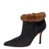 Oscar De La Renta Osca De La Renta Black Suede Leather And Mink Fur Pointed Toe Ankle Boots Size 38.5 For Women -Oscar de la Renta Sales Shop luxury women oscar de la rentaslug used shoes p359977 006