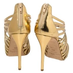 Oscar De La Renta Metallic Gold Leather Bree Cage Sandals Size 38.5 For Women -Oscar de la Renta Sales Shop luxury women oscar de la rentaslug used shoes p374531 005