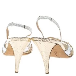 Oscar De La Renta Silver/Gold Python Embossed Leather Strappy Slingback Sandals Size 40 For Women 14 Oscar De La Renta Silver/Gold Python Embossed Leather Strappy Slingback Sandals Size 40 For Women -Oscar de la Renta Sales Shop luxury women oscar de la rentaslug used shoes p380113 001