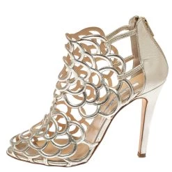 Oscar De La Renta Golden Leather Gladia Cage Peep Toe Sandals Size 38 For Women -Oscar de la Renta Sales Shop luxury women oscar de la rentaslug used shoes p380154 003