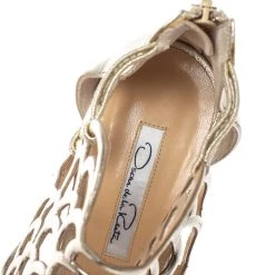 Oscar De La Renta Golden Leather Gladia Cage Peep Toe Sandals Size 38 For Women -Oscar de la Renta Sales Shop luxury women oscar de la rentaslug used shoes p380154 005