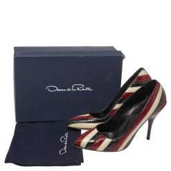 Oscar De La Renta Multicolor Python Embossed Leather Fallon Stripe Pumps Size 39 For Women -Oscar de la Renta Sales Shop luxury women oscar de la rentaslug used shoes p386900 004