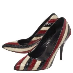 Oscar De La Renta Multicolor Python Embossed Leather Fallon Stripe Pumps Size 39 For Women -Oscar de la Renta Sales Shop luxury women oscar de la rentaslug used shoes p386900 005