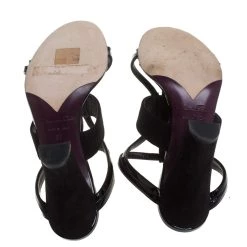 Oscar De La Renta Black Patent Leather And Suede Strappy Sandals Size 37 For Women -Oscar de la Renta Sales Shop luxury women oscar de la rentaslug used shoes p387098 001