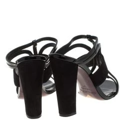 Oscar De La Renta Black Patent Leather And Suede Strappy Sandals Size 37 For Women -Oscar de la Renta Sales Shop luxury women oscar de la rentaslug used shoes p387098 002