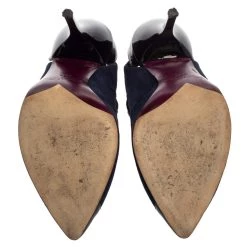 Oscar De La Renta Navy Blue/Black Suede And Patent Leather Fedra T Strap Pumps Size 39.5 For Women -Oscar de la Renta Sales Shop luxury women oscar de la rentaslug used shoes p397955 002