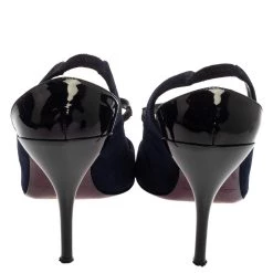 Oscar De La Renta Navy Blue/Black Suede And Patent Leather Fedra T Strap Pumps Size 39.5 For Women -Oscar de la Renta Sales Shop luxury women oscar de la rentaslug used shoes p397955 005