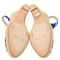 Oscar De La Renta Blue/White Fabric Espadrille Platform Wedge Open Toe Sandals Size 40 For Women -Oscar de la Renta Sales Shop luxury women oscar de la rentaslug used shoes p401998 001