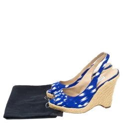Oscar De La Renta Blue/White Fabric Espadrille Platform Wedge Open Toe Sandals Size 40 For Women -Oscar de la Renta Sales Shop luxury women oscar de la rentaslug used shoes p401998 005