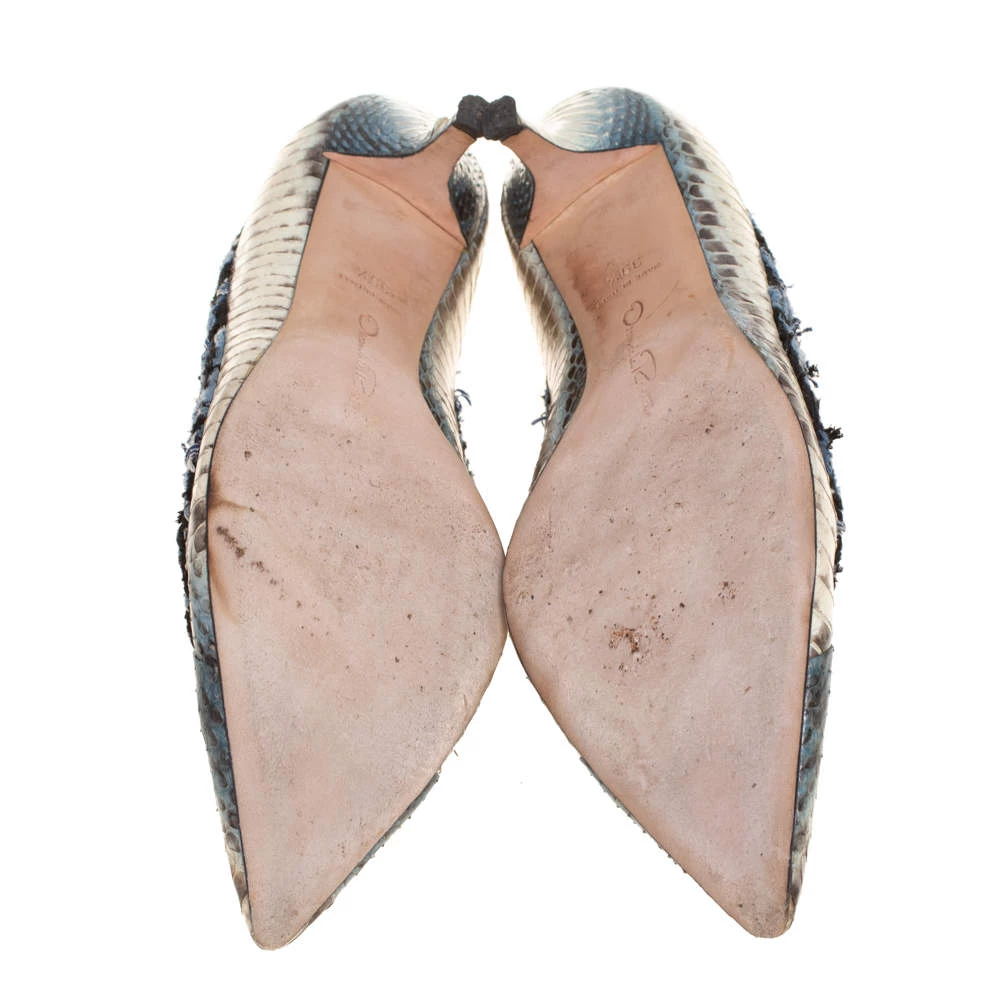 Oscar De La Renta Multicolor Python Embossed Leather And Fabric Pointed Toe Pumps Size 39.5 For Women 8 Oscar De La Renta Multicolor Python Embossed Leather And Fabric Pointed Toe Pumps Size 39.5 For Women - Image 6