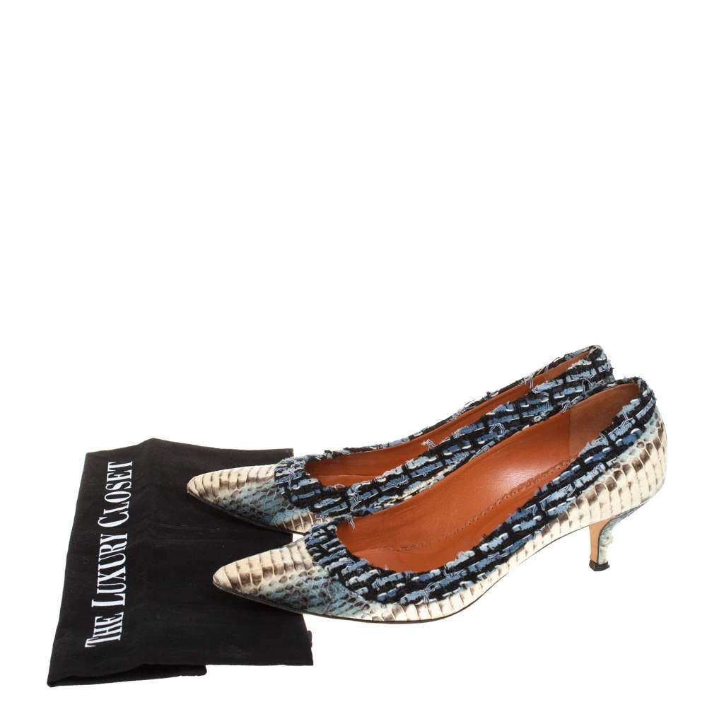 Oscar De La Renta Multicolor Python Embossed Leather And Fabric Pointed Toe Pumps Size 39.5 For Women 10 Oscar De La Renta Multicolor Python Embossed Leather And Fabric Pointed Toe Pumps Size 39.5 For Women - Image 8