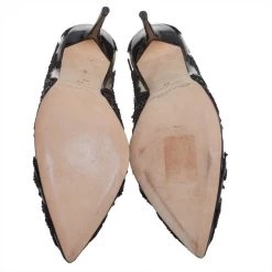 Oscar De La Renta Black PVC And Patent Leather Alyssa Embellished Pumps Size 37 For Women -Oscar de la Renta Sales Shop luxury women oscar de la rentaslug used shoes p403108 001