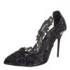 Oscar De La Renta Black PVC And Patent Leather Alyssa Embellished Pumps Size 37 For Women -Oscar de la Renta Sales Shop luxury women oscar de la rentaslug used shoes p403108 004