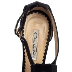 Oscar De La Renta Black Satin Pearl Sandals Size 37 For Women -Oscar de la Renta Sales Shop luxury women oscar de la rentaslug used shoes p404918 008