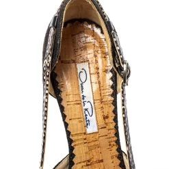 Oscar De La Renta Multicolor Raffia And Python Leather Peep Toe Platform Pumps Size 37 For Women -Oscar de la Renta Sales Shop luxury women oscar de la rentaslug used shoes p405624 005
