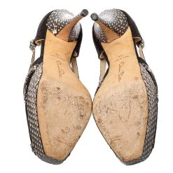 Oscar De La Renta Multicolor Raffia And Python Leather Peep Toe Platform Pumps Size 37 For Women -Oscar de la Renta Sales Shop luxury women oscar de la rentaslug used shoes p405624 008