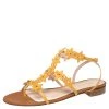 Oscar De La Renta Yellow Floral Jenisa Ankle Strap Flat Sandals Size 39.5 For Women -Oscar de la Renta Sales Shop luxury women oscar de la rentaslug used shoes p411269 001