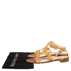 Oscar De La Renta Yellow Floral Jenisa Ankle Strap Flat Sandals Size 39.5 For Women -Oscar de la Renta Sales Shop luxury women oscar de la rentaslug used shoes p411269 005
