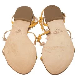 Oscar De La Renta Yellow Floral Jenisa Ankle Strap Flat Sandals Size 39.5 For Women -Oscar de la Renta Sales Shop luxury women oscar de la rentaslug used shoes p411269 007