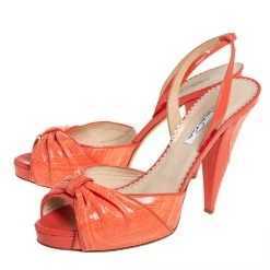 Oscar De La Renta Orange Patent Leather Slingback Sandals Size 39 For Women -Oscar de la Renta Sales Shop luxury women oscar de la rentaslug used shoes p412471 002