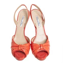 Oscar De La Renta Orange Patent Leather Slingback Sandals Size 39 For Women -Oscar de la Renta Sales Shop luxury women oscar de la rentaslug used shoes p412471 006